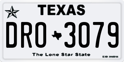 TX license plate DRO3079