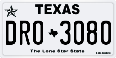 TX license plate DRO3080