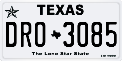 TX license plate DRO3085