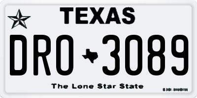 TX license plate DRO3089