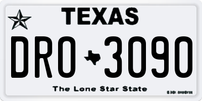 TX license plate DRO3090