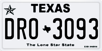 TX license plate DRO3093