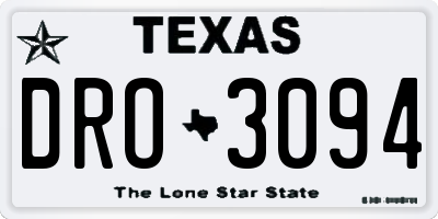 TX license plate DRO3094