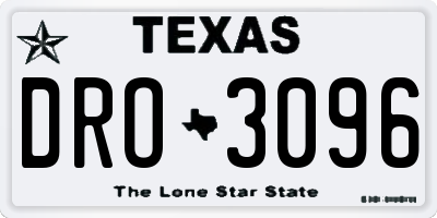 TX license plate DRO3096