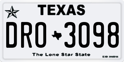 TX license plate DRO3098