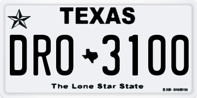 TX license plate DRO3100