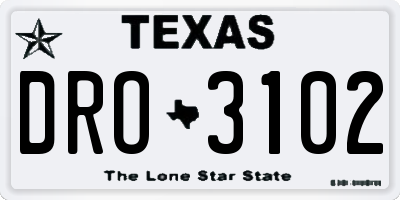 TX license plate DRO3102