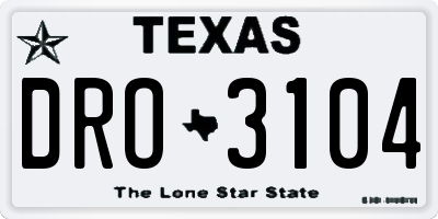 TX license plate DRO3104
