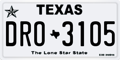 TX license plate DRO3105
