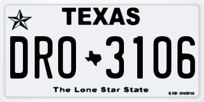 TX license plate DRO3106