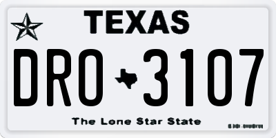 TX license plate DRO3107