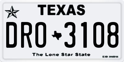 TX license plate DRO3108
