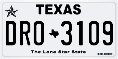 TX license plate DRO3109