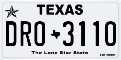 TX license plate DRO3110