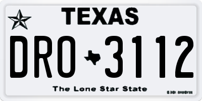 TX license plate DRO3112