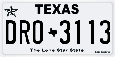 TX license plate DRO3113