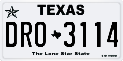 TX license plate DRO3114
