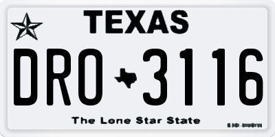 TX license plate DRO3116