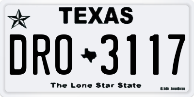 TX license plate DRO3117