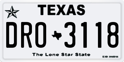 TX license plate DRO3118