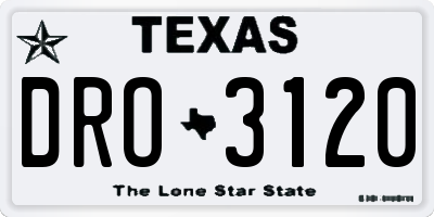 TX license plate DRO3120
