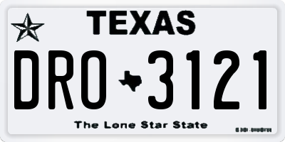 TX license plate DRO3121