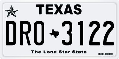 TX license plate DRO3122