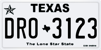 TX license plate DRO3123