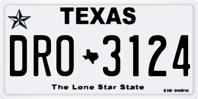 TX license plate DRO3124