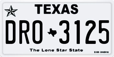 TX license plate DRO3125