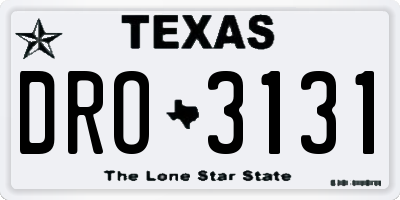 TX license plate DRO3131
