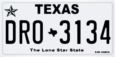 TX license plate DRO3134