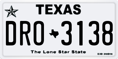 TX license plate DRO3138