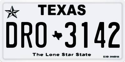 TX license plate DRO3142