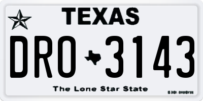 TX license plate DRO3143