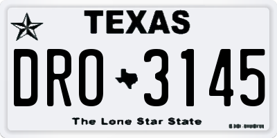 TX license plate DRO3145