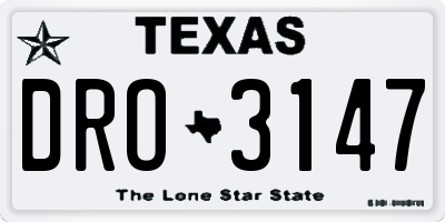 TX license plate DRO3147