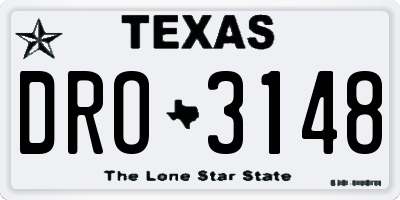 TX license plate DRO3148