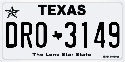 TX license plate DRO3149