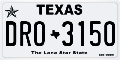 TX license plate DRO3150