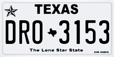 TX license plate DRO3153