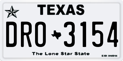TX license plate DRO3154