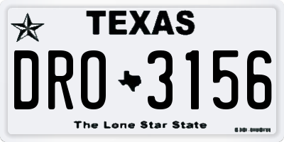TX license plate DRO3156