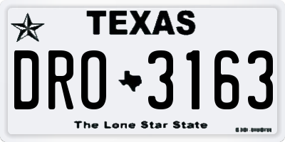 TX license plate DRO3163