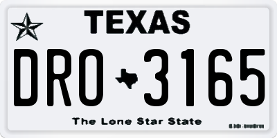 TX license plate DRO3165
