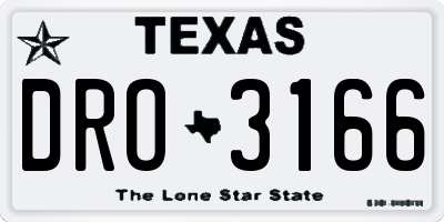 TX license plate DRO3166