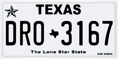 TX license plate DRO3167