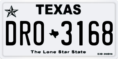 TX license plate DRO3168