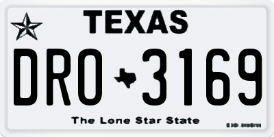 TX license plate DRO3169