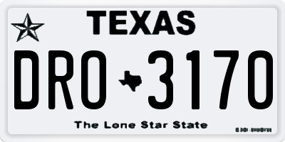 TX license plate DRO3170